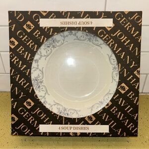 Johann Haviland Blue Danube Soup Bowls Dishes Set Four Rhineland Floral Germany